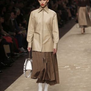 FENDI Brown Wool Cashmere MIDI Skirt 40